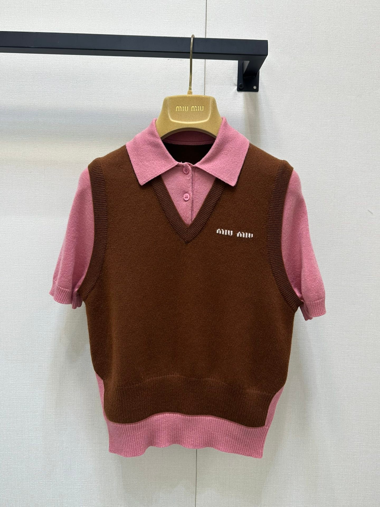 Miu Miu wool and cashmere blend layered polo shirt D112504