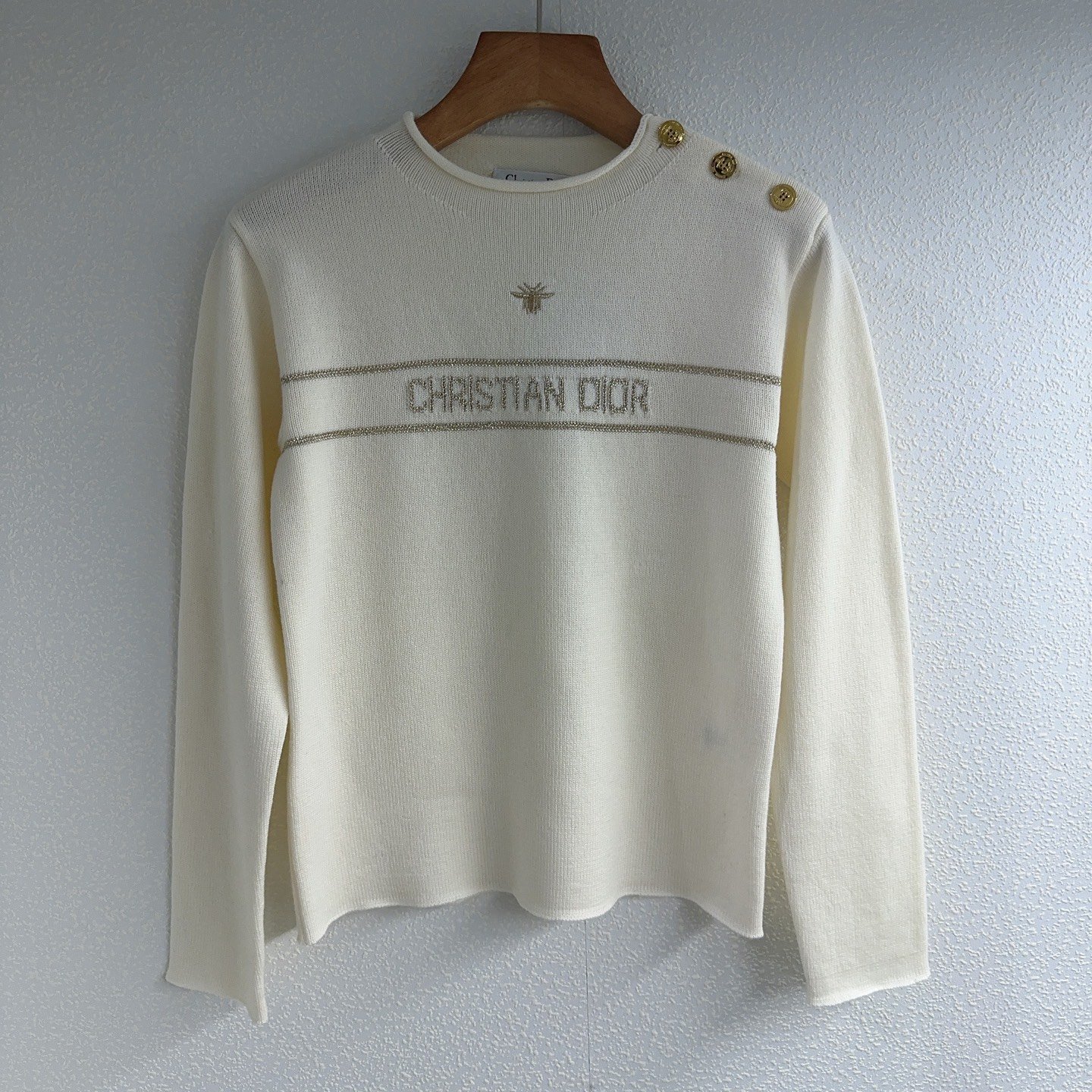 DIOR Round-neck Little Bee Embroidered Pullover Knit Shirt D112601