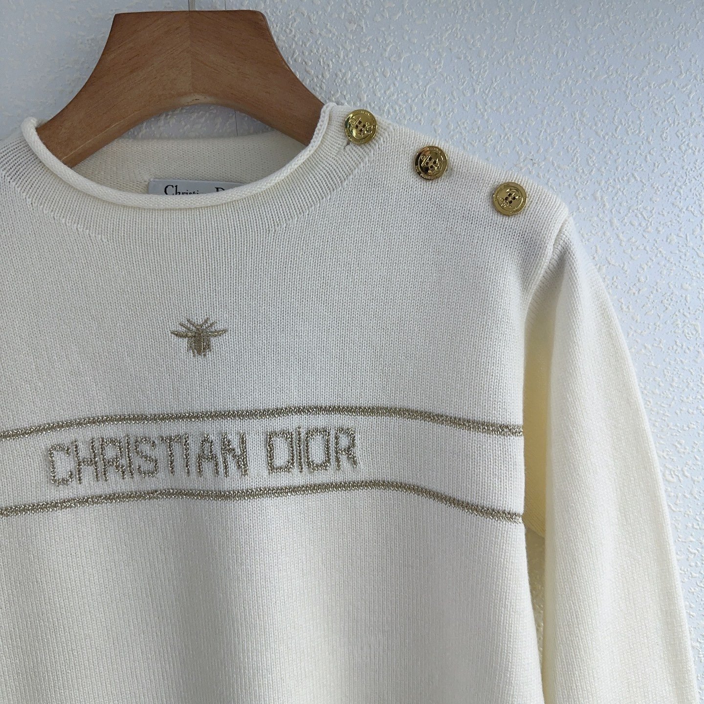 DIOR Round-neck Little Bee Embroidered Pullover Knit Shirt D112601 - Image 4