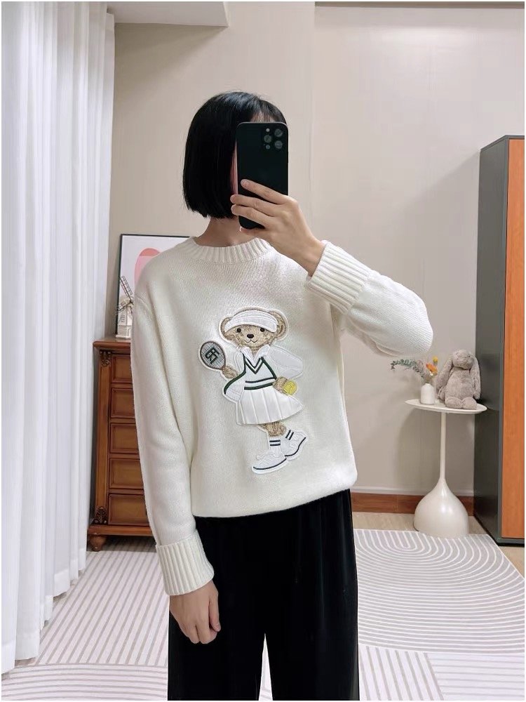 RL tennis patch beaded bear-shaped knitted sweater D112602 - Image 9
