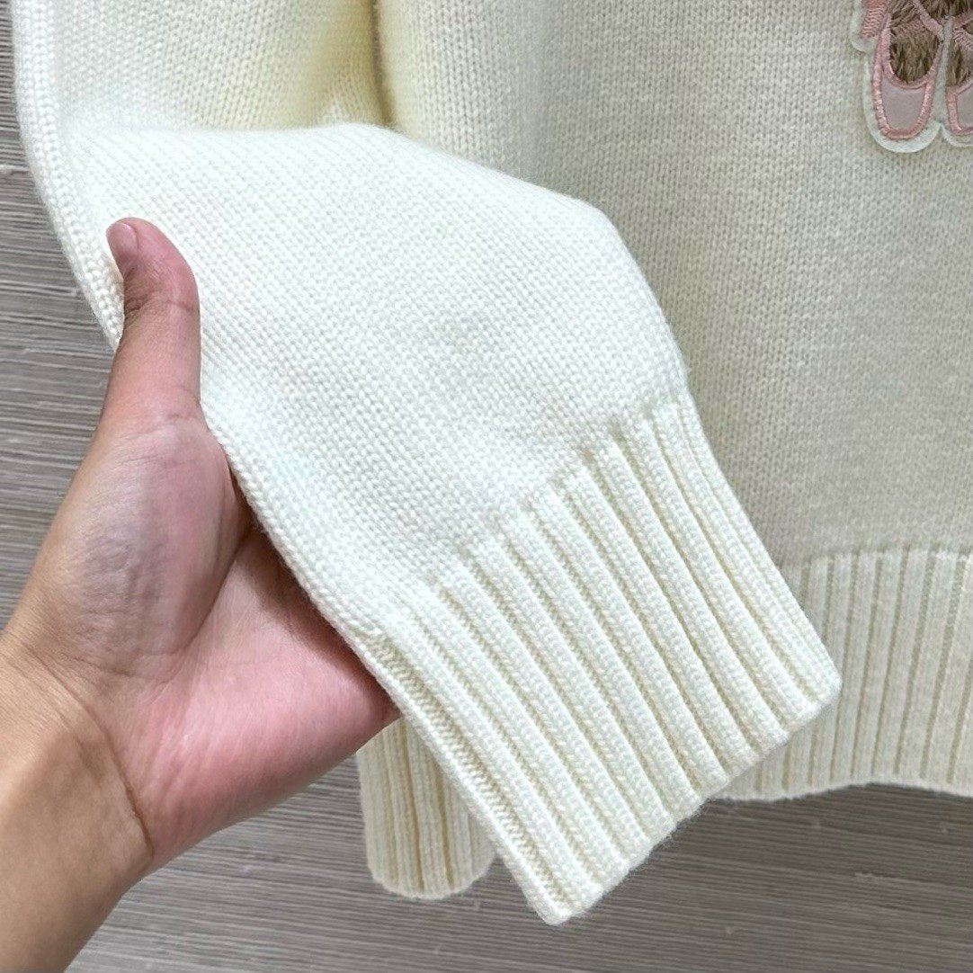 RL wool patch teddy bear knitted sweater D112605 - Image 7