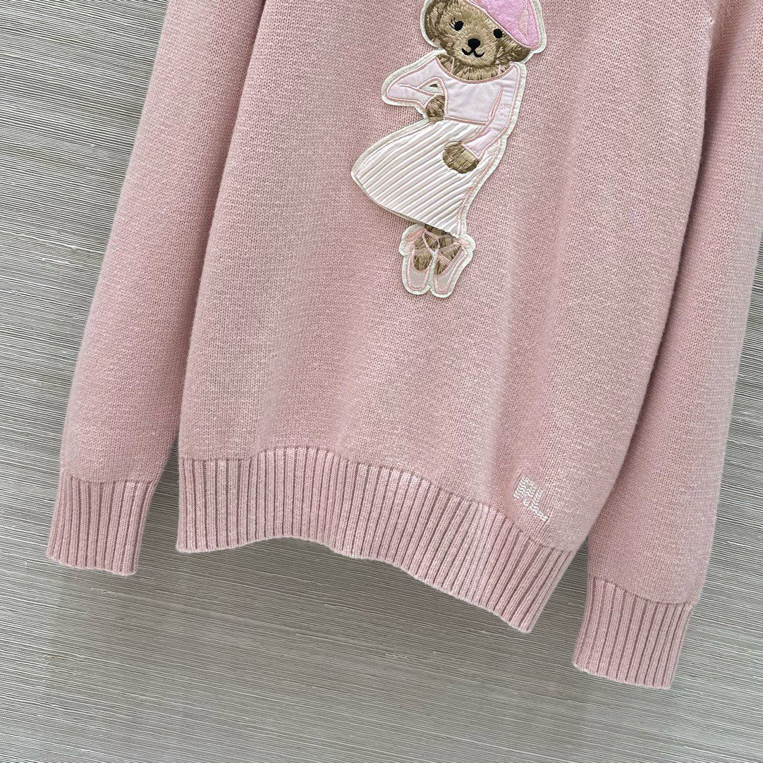 RL wool patch teddy bear knitted sweater D112605 - Image 6