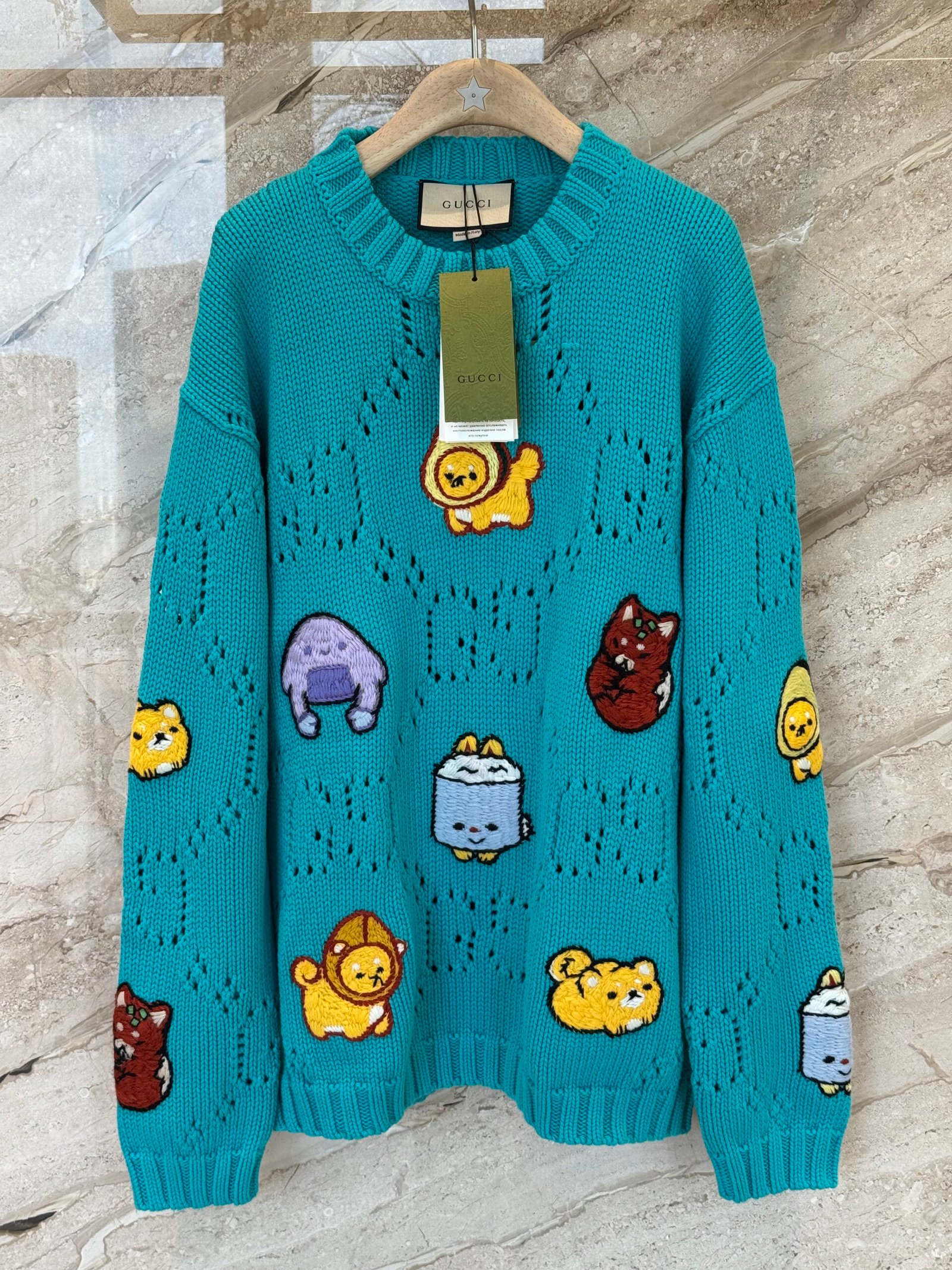 Gucci knit sweater with animal embroidery D112701