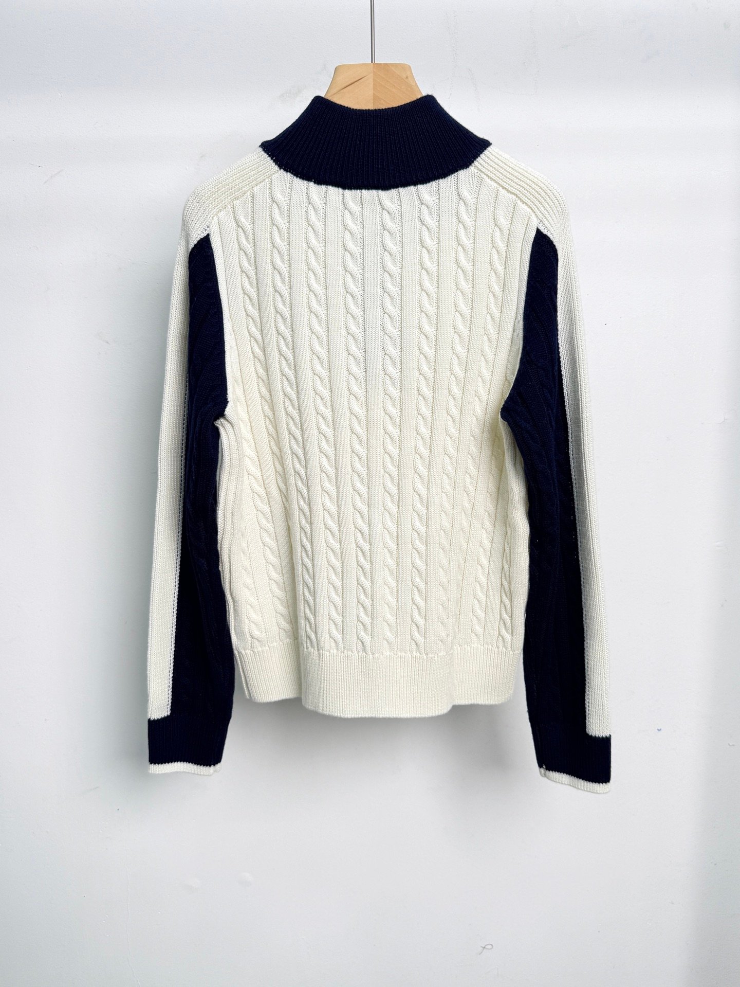 Polo style small spandex embroidered checkered half-zip sweater D112710 - Image 3