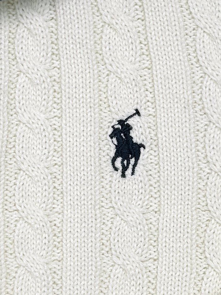 Polo style small spandex embroidered checkered half-zip sweater D112710 - Image 5