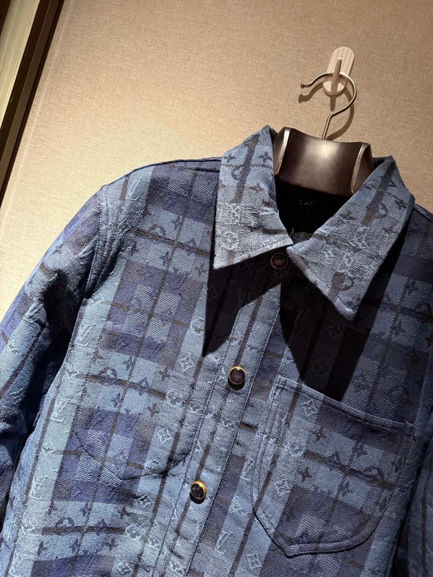 LV Dark Blue Checkered Shirt Jacket D112809 - Image 4