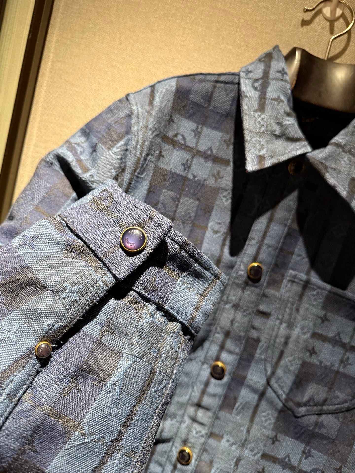 LV Dark Blue Checkered Shirt Jacket D112809 - Image 5