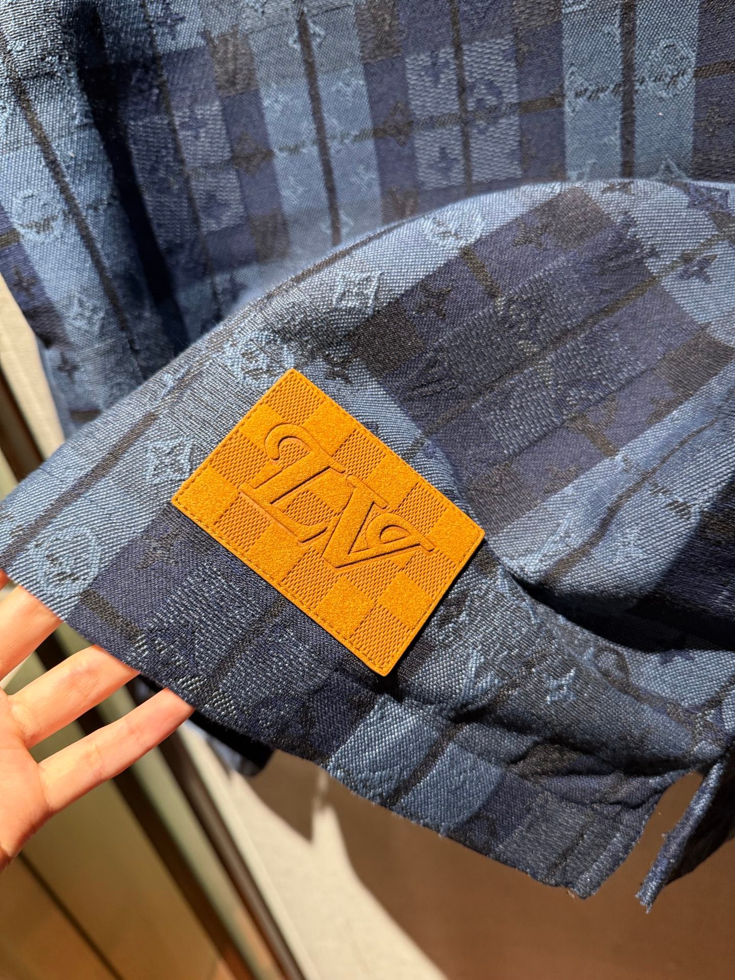 LV Dark Blue Checkered Shirt Jacket D112809 - Image 6