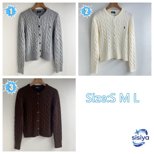 Polo classic twisted logo embroidered round-neck knitted cardigan D121701