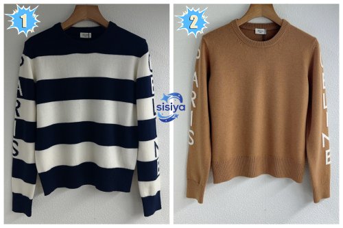 Céline sleeve lettered jacquard pullover knit sweater D122202