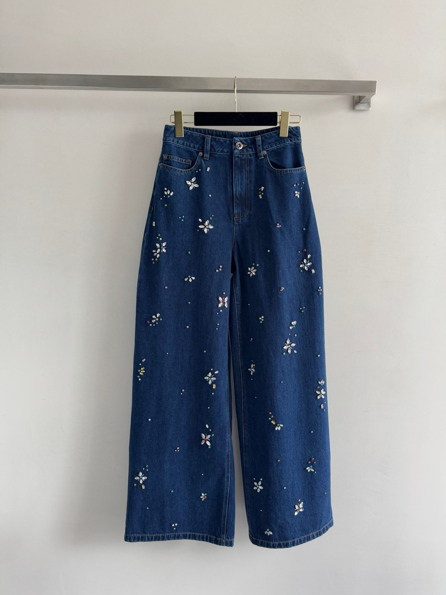 Self-Portrait Flower Embellished Barrel-Leg Jeans D120908