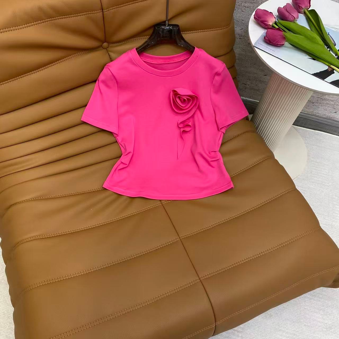 Valentino three-dimensional floral pattern short-sleeved T-shirt D121002 - Image 4