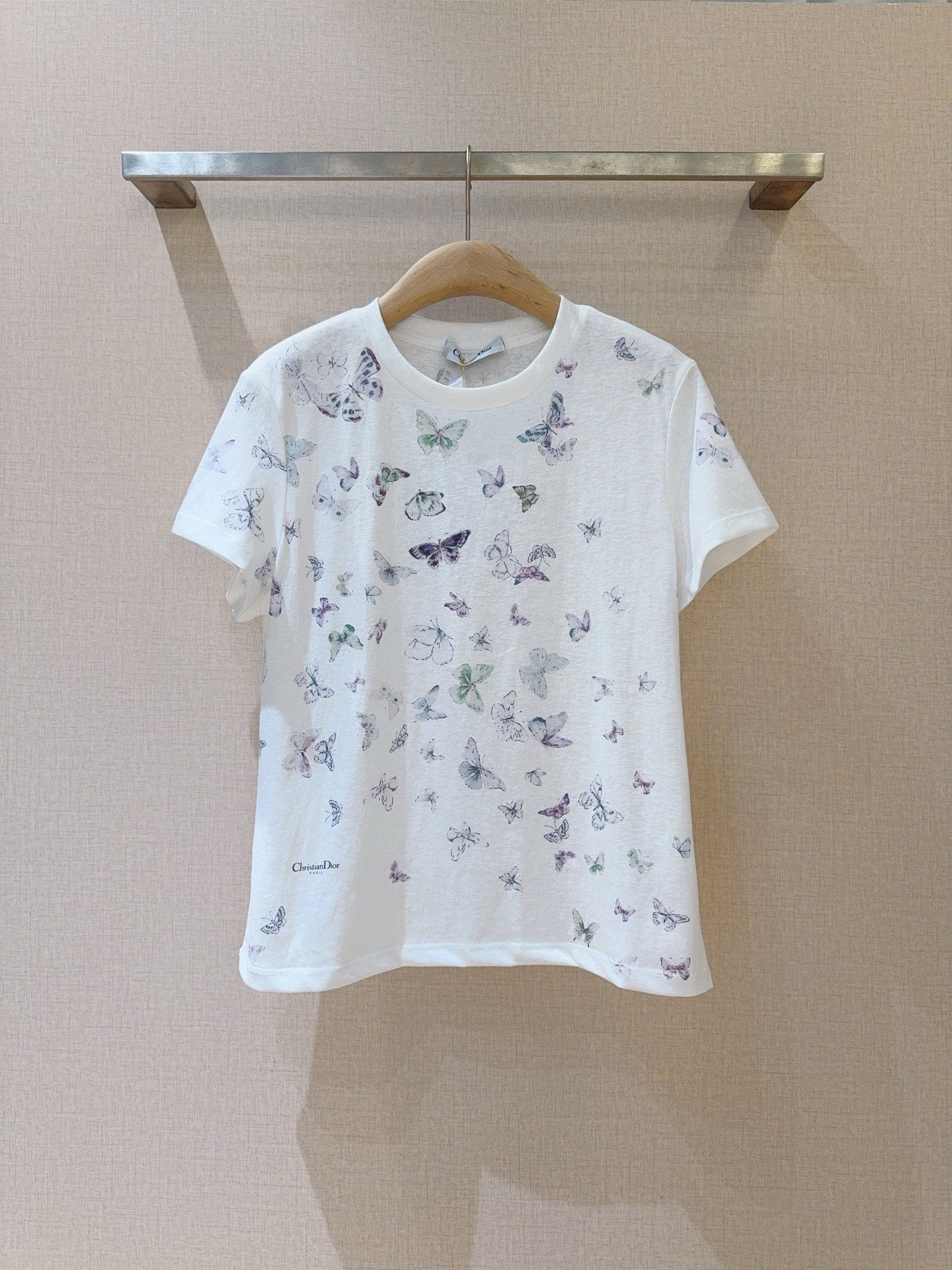 DIOR Watercolor Style Butterfly Print T-shirt D121003