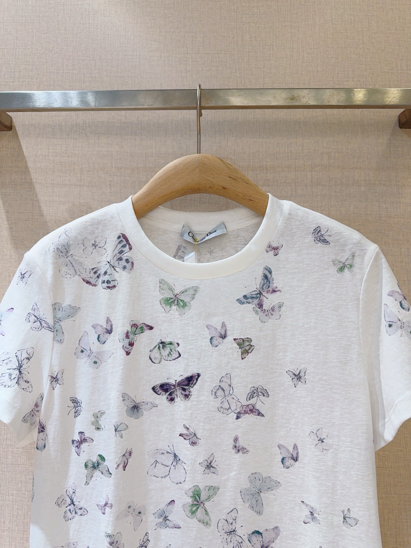 DIOR Watercolor Style Butterfly Print T-shirt D121003 - Image 3