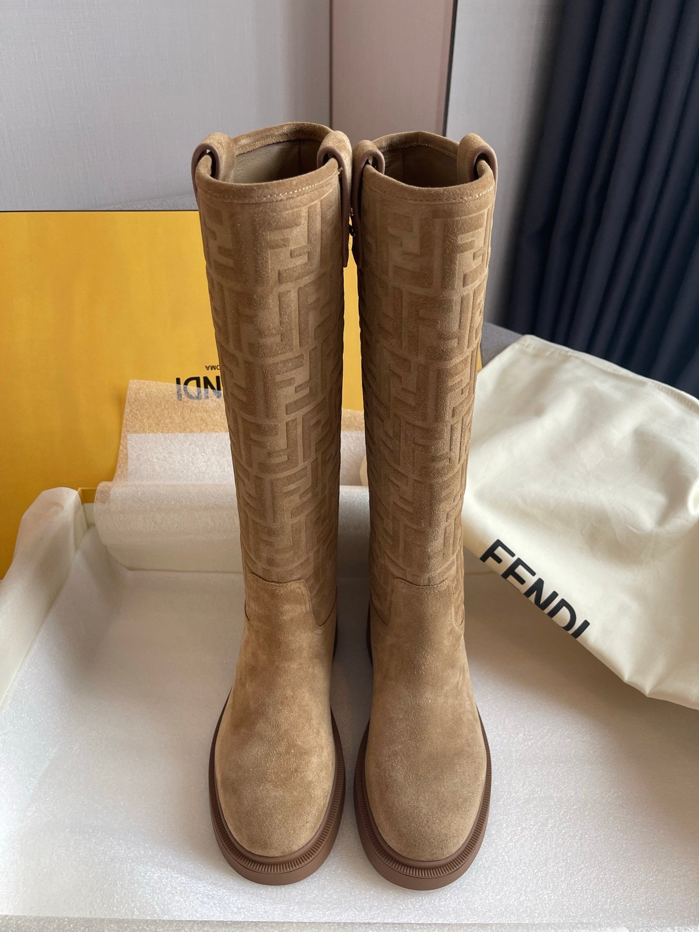 Fendi Filo Monogram Suede Knee Boots L121105 - Image 2