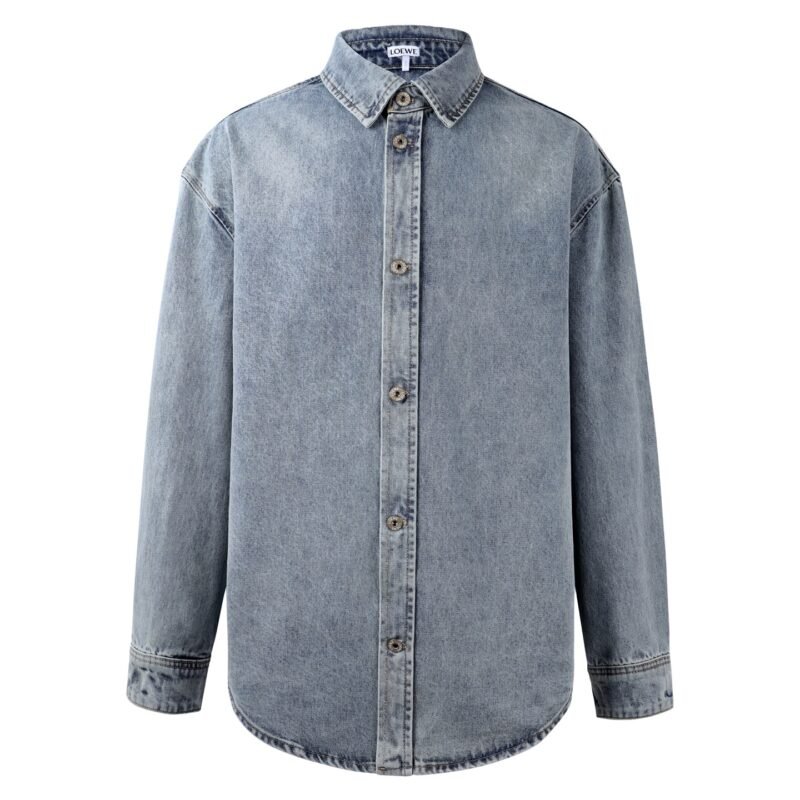 LOEWE Button-up Long-Sleeved Laser-Illustrated Denim Jacket 121201