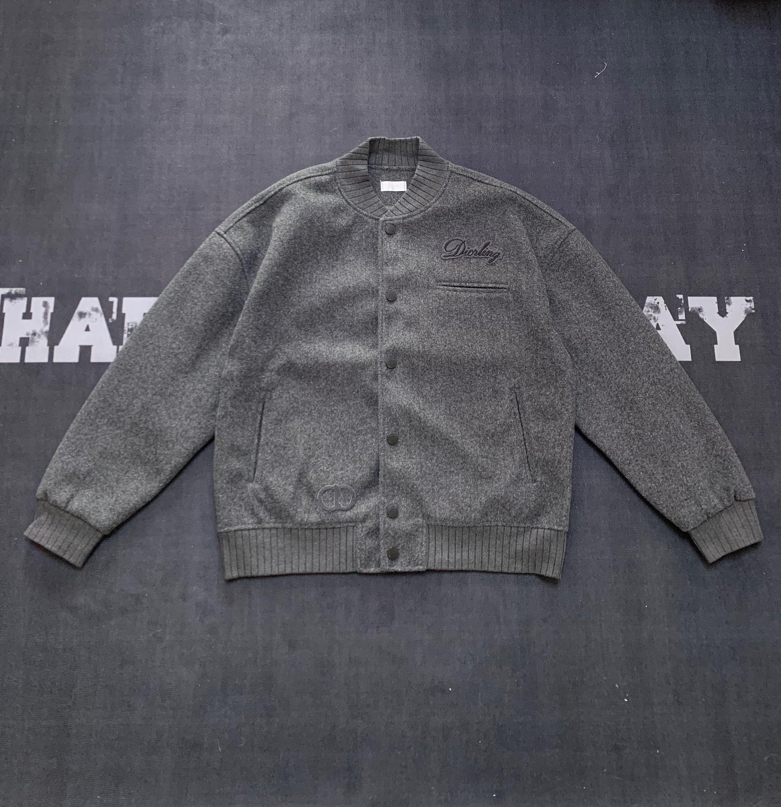 Dior Embroidered Towel with Lettered Baseball Jacket Coat D121203