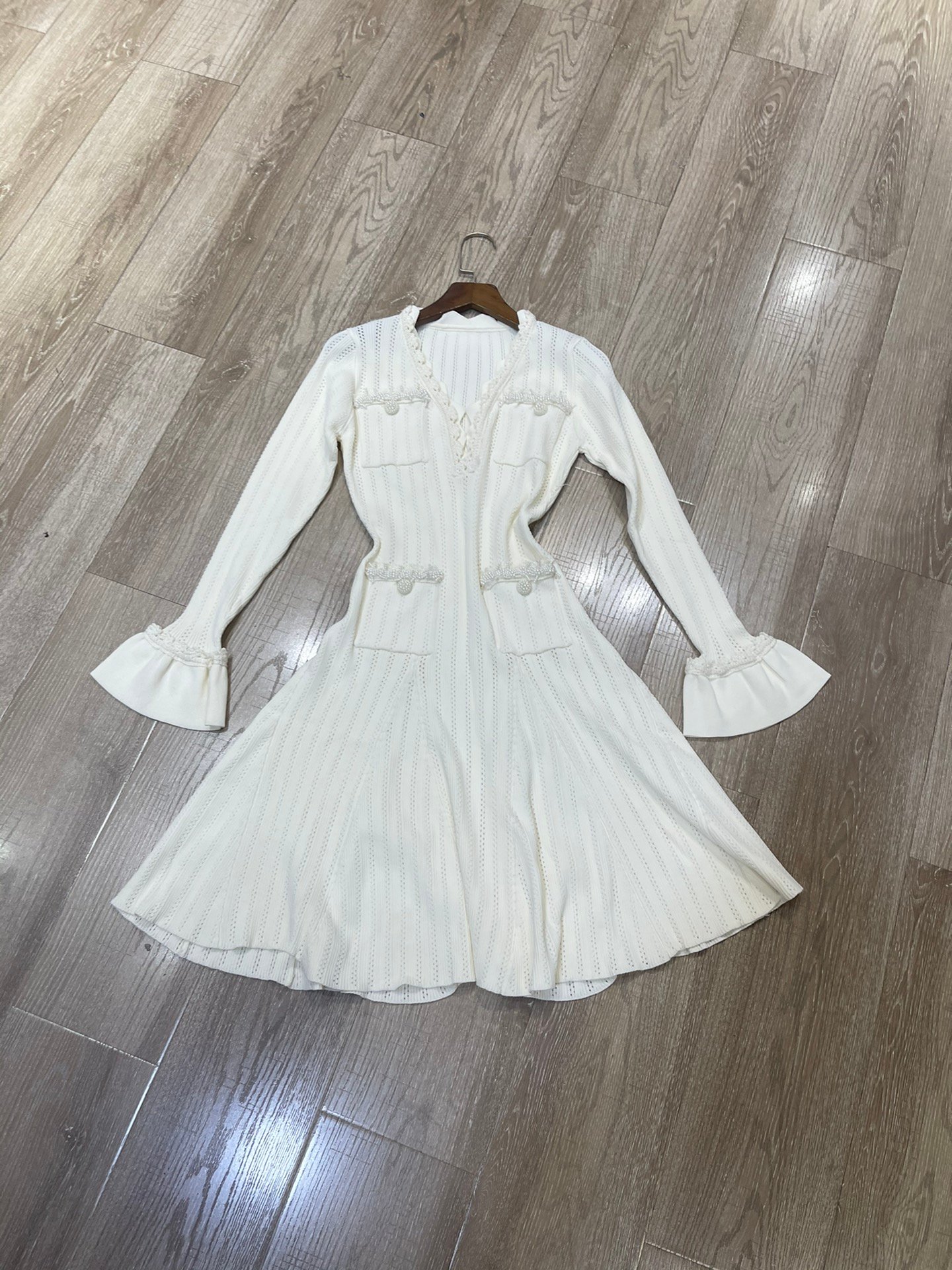 Self-Portrait Long-Sleeved Knitted Dress D121303 - Image 3