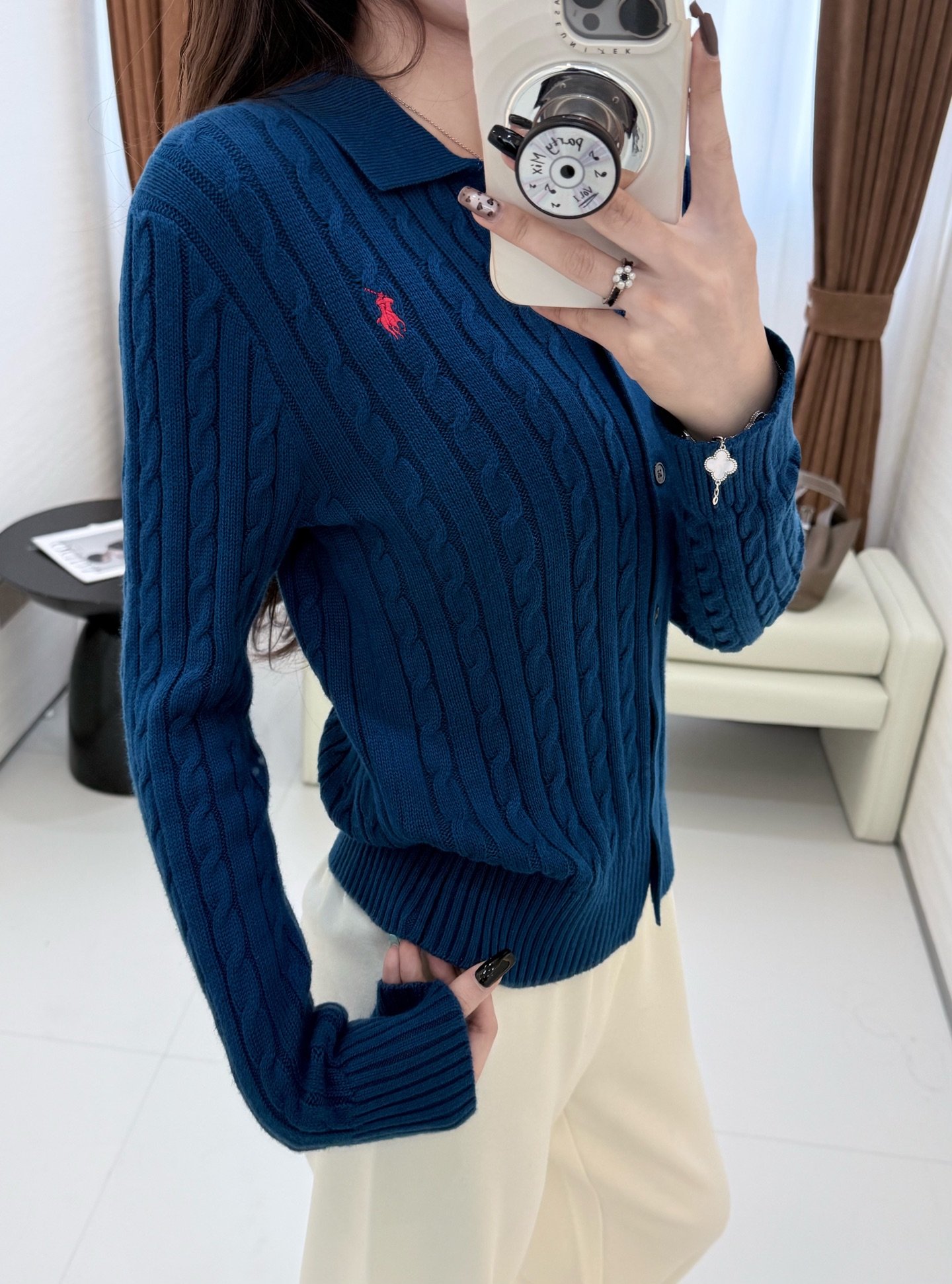 Ralph Lauren Ivory Cable Knit Cardigan D121508 - Image 6