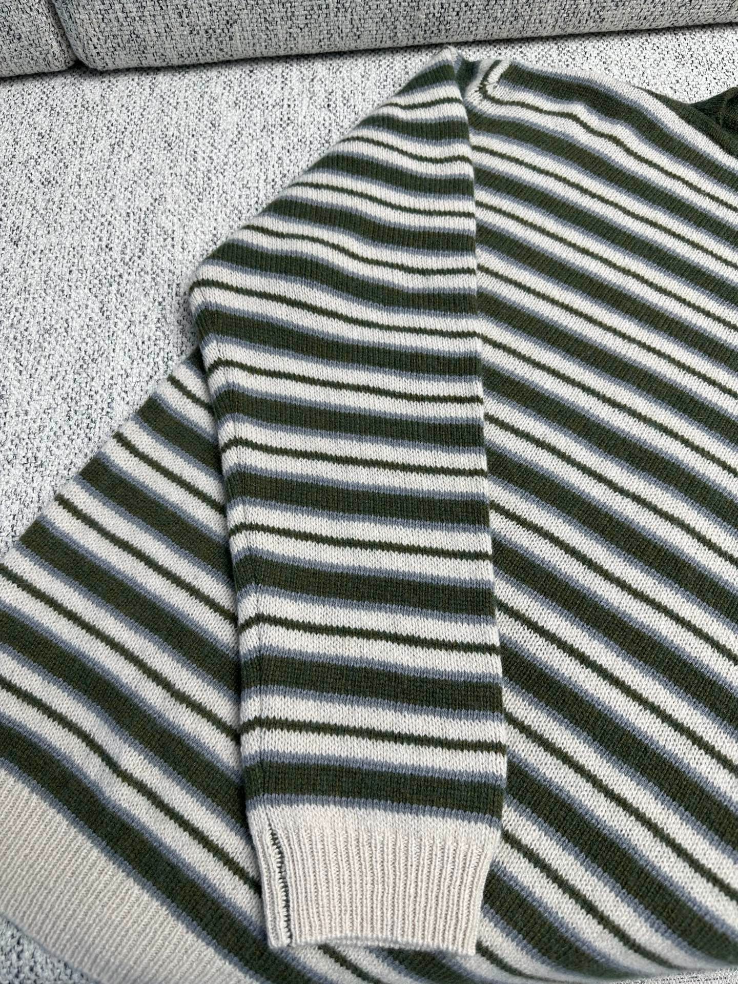 Loro Piana Green Striped Cashmere Sweater D121607 - Image 6