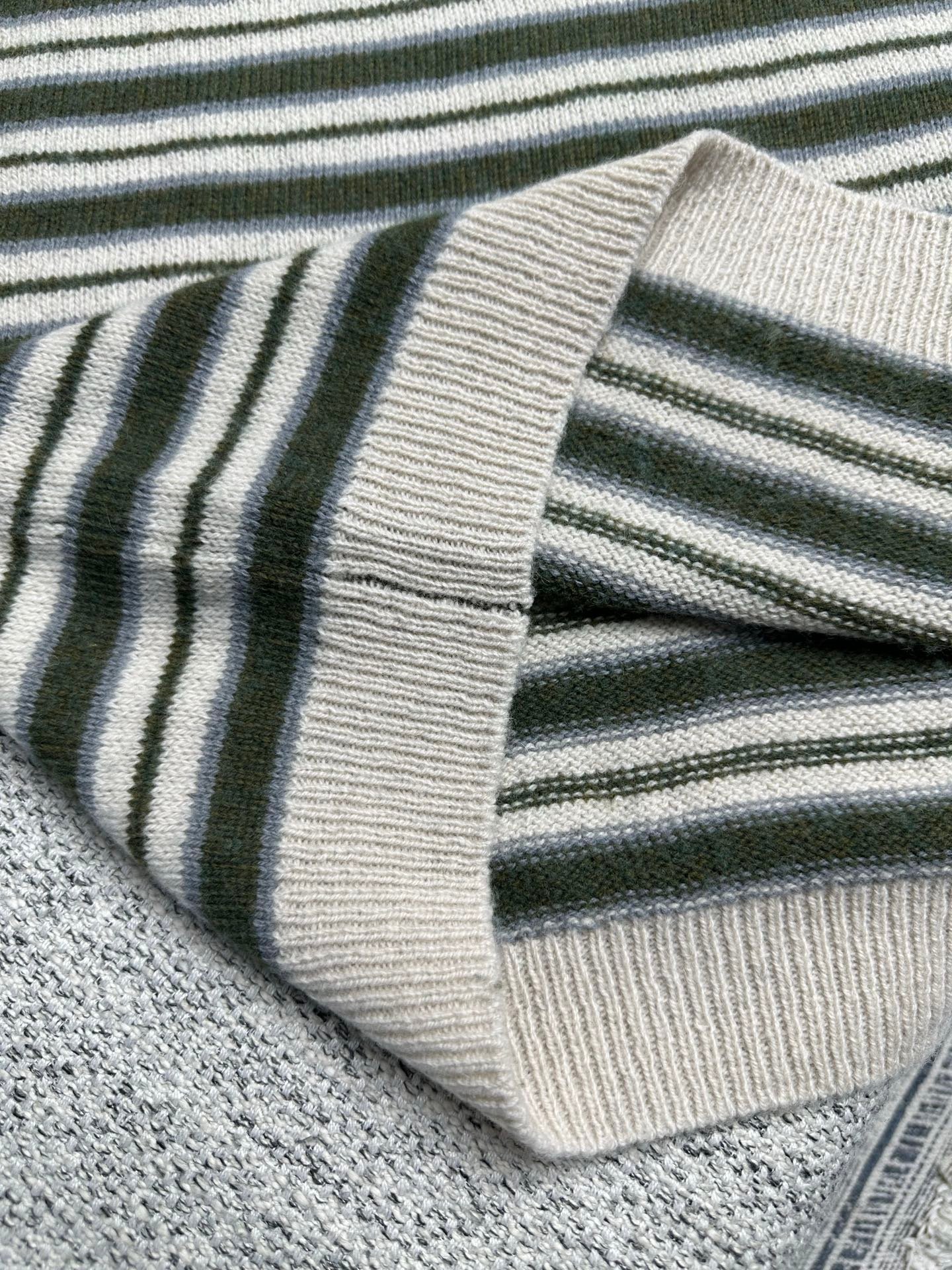 Loro Piana Green Striped Cashmere Sweater D121607 - Image 7