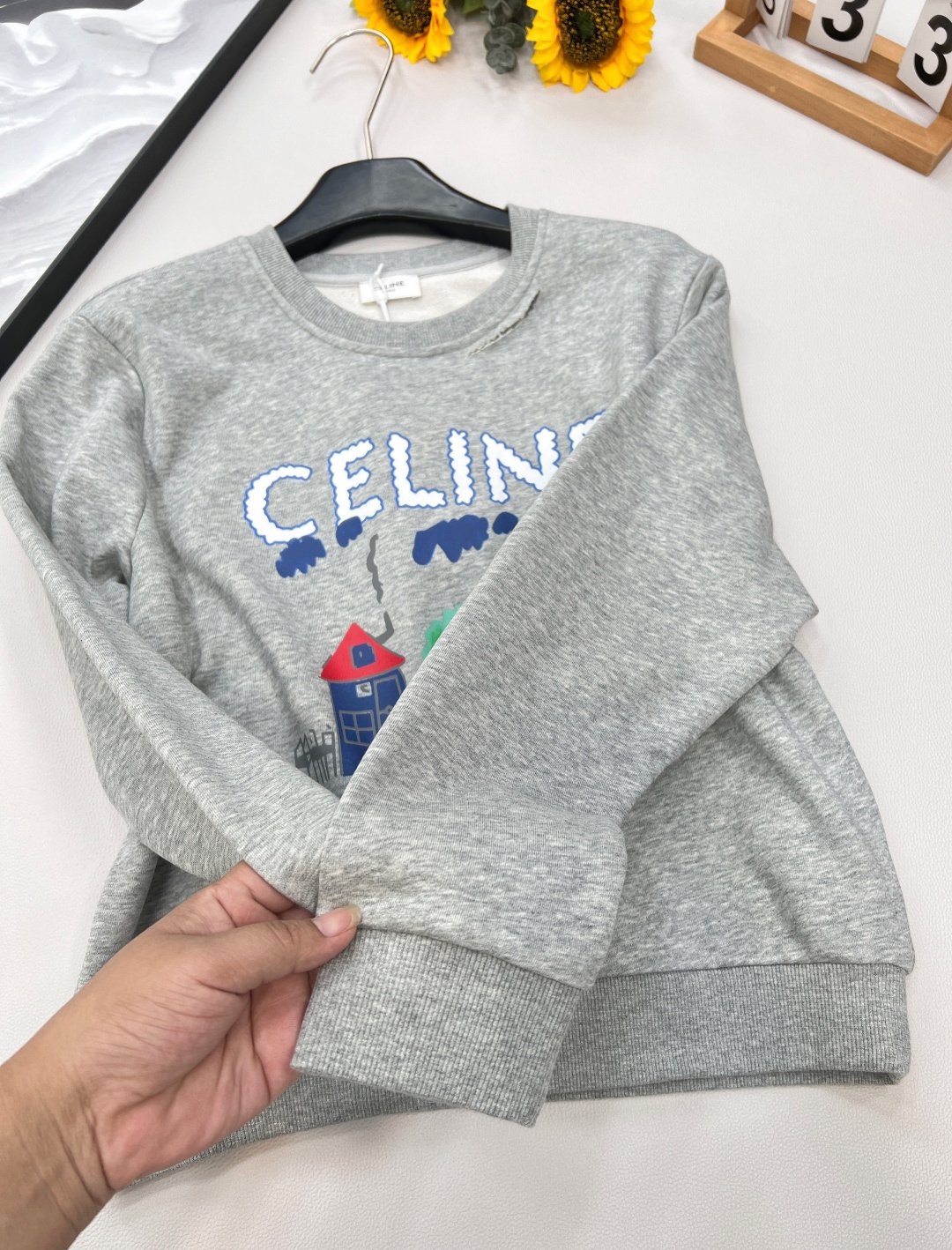 CELINE regular sweatshirt IN cotton fleece D121808 - Image 7