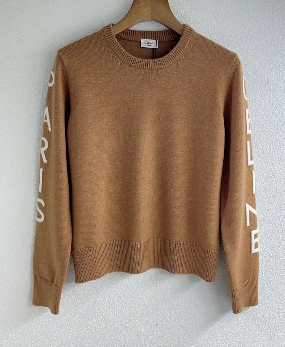 Céline sleeve lettered jacquard pullover knit sweater D122202 - Image 2