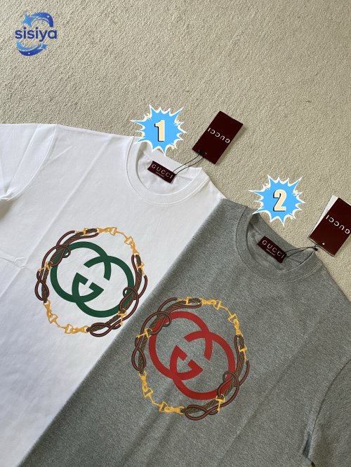 Gucci Embroidered Double G Print Knitted Cotton T-Shirt 122307