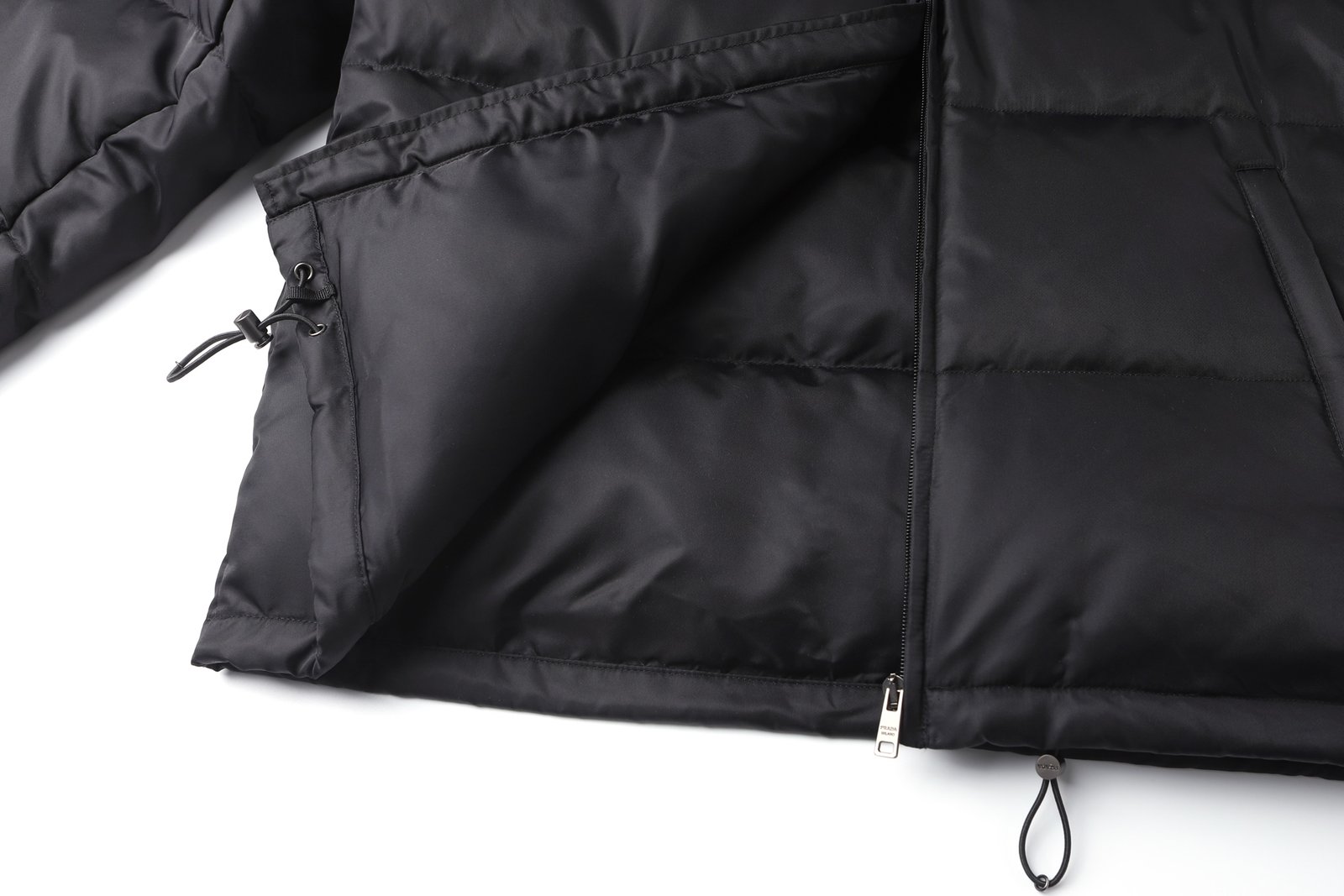 PRADA Standing Collar Solid Color Zippered Long-Sleeved Down Jacket 122402 - Image 5