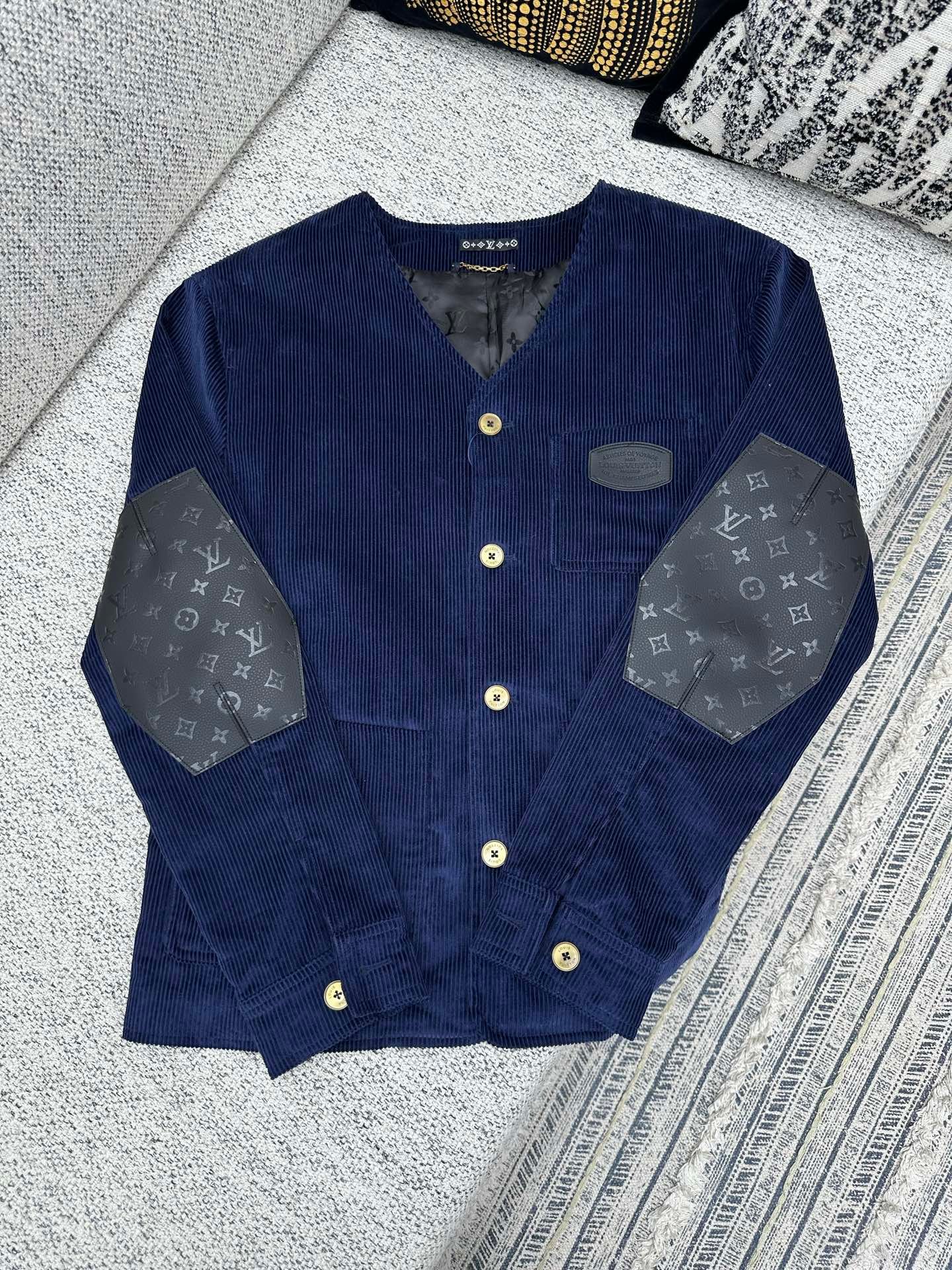 Louis Vuitton Corduroy Collarless Jacket 122508