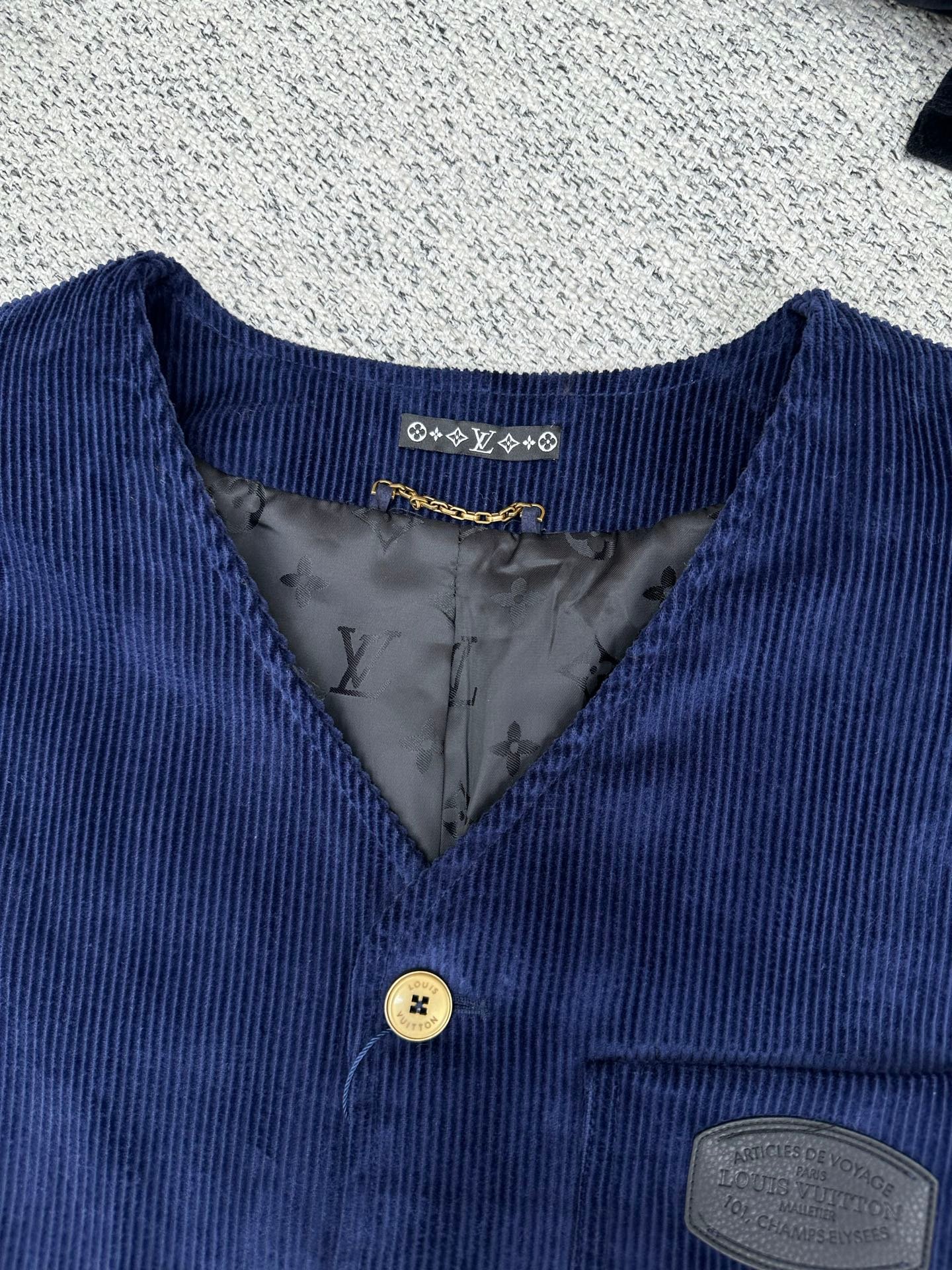 Louis Vuitton Corduroy Collarless Jacket 122508 - Image 4