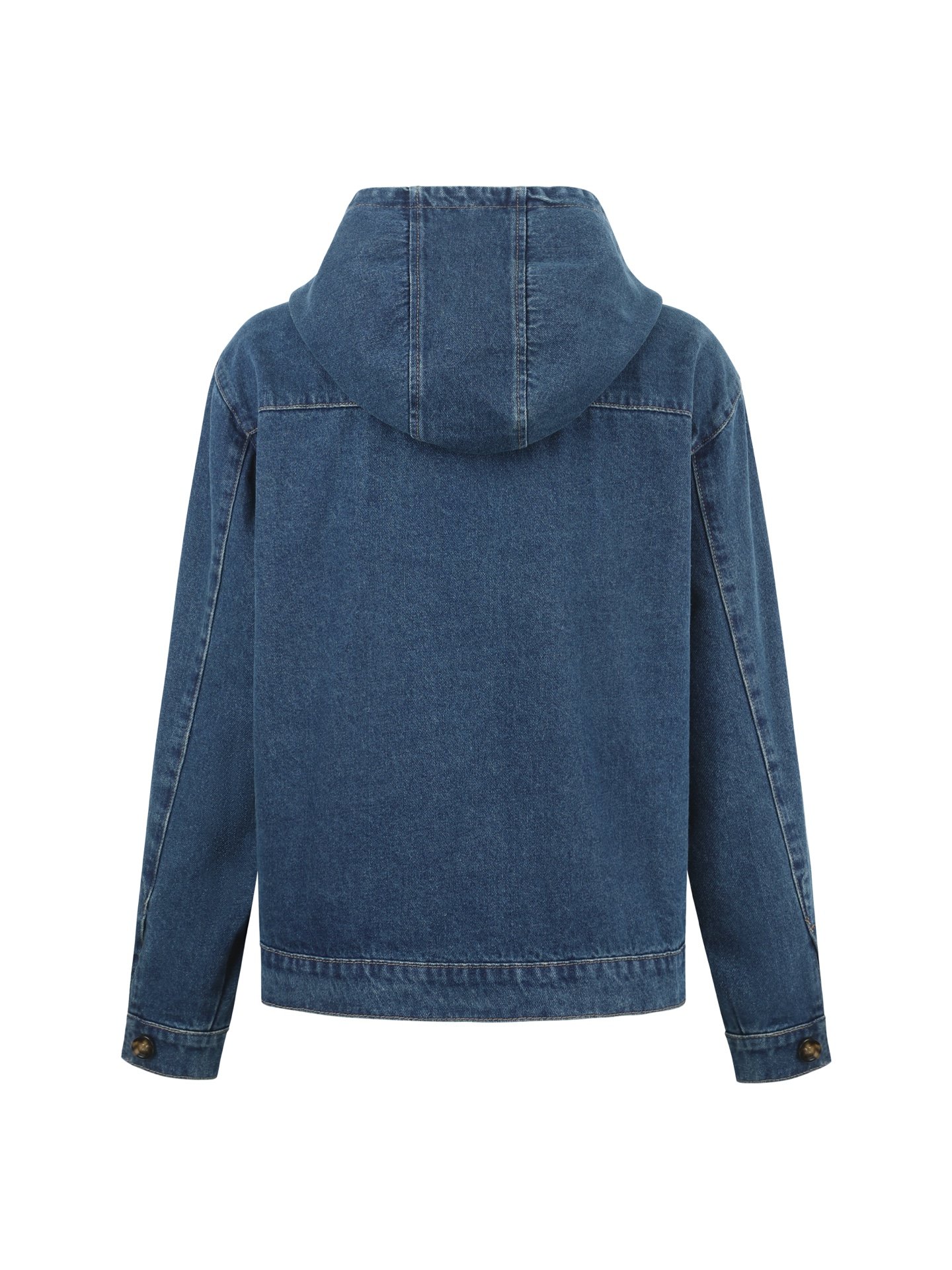 MIU MIU Hooded Embroidered Solid-color Long-sleeved Zipper Denim Jacket 122602 - Image 3