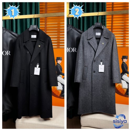 Dior Men's Long-Sleeved Pure Wool Coat 122905