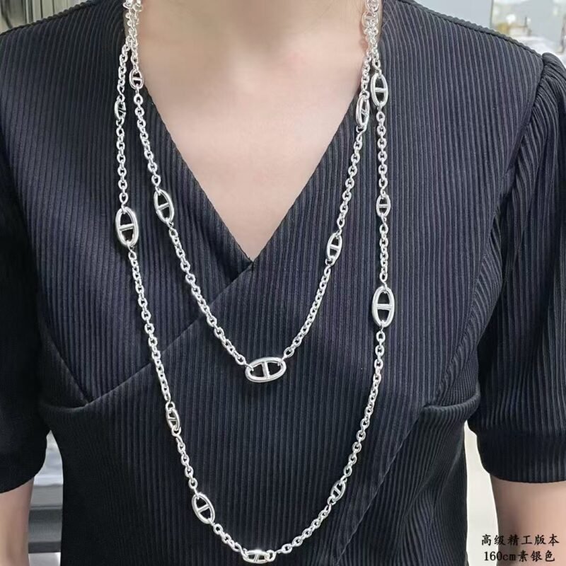 Hermès necklace Yagin thickened electroplated pure silver B6011001