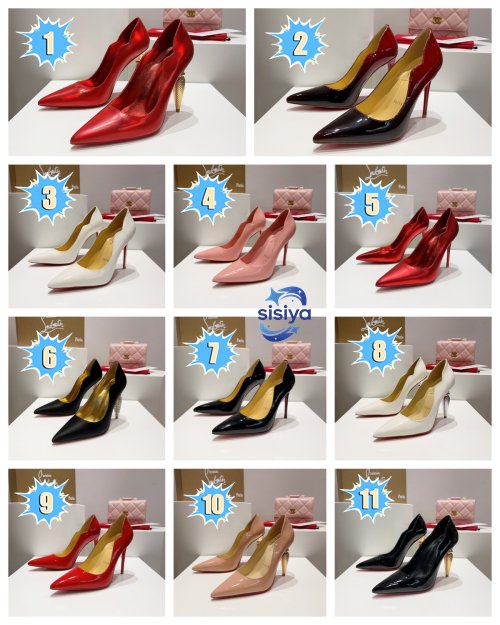 Christian Louboutin classic patent leather wave-patterned high-heeled shoes B010505