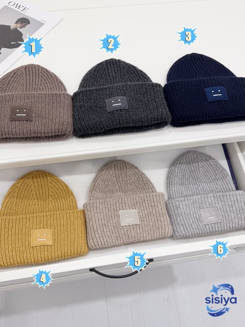 Acne Studios - Ribbed face logo beanie B6013006