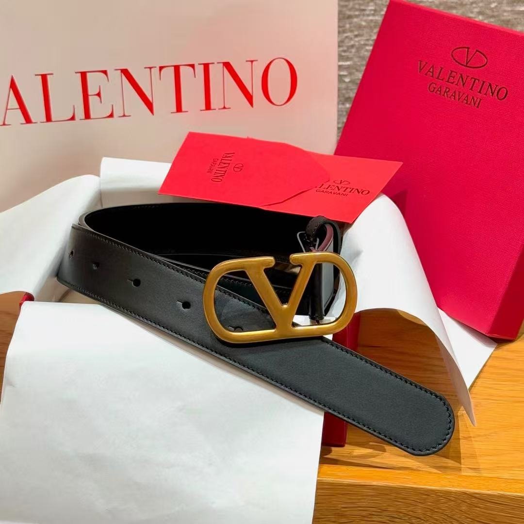 Valentino Garavani black leather VLogo belt B6011702 - Image 5