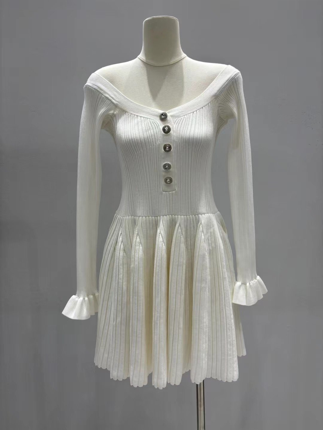 Self-portrait one-shoulder off-shoulder knitted dress D10102 - Image 2
