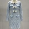 Self-portrait collared blouse with small Shangfeng butterfly knot knitted dress D10103