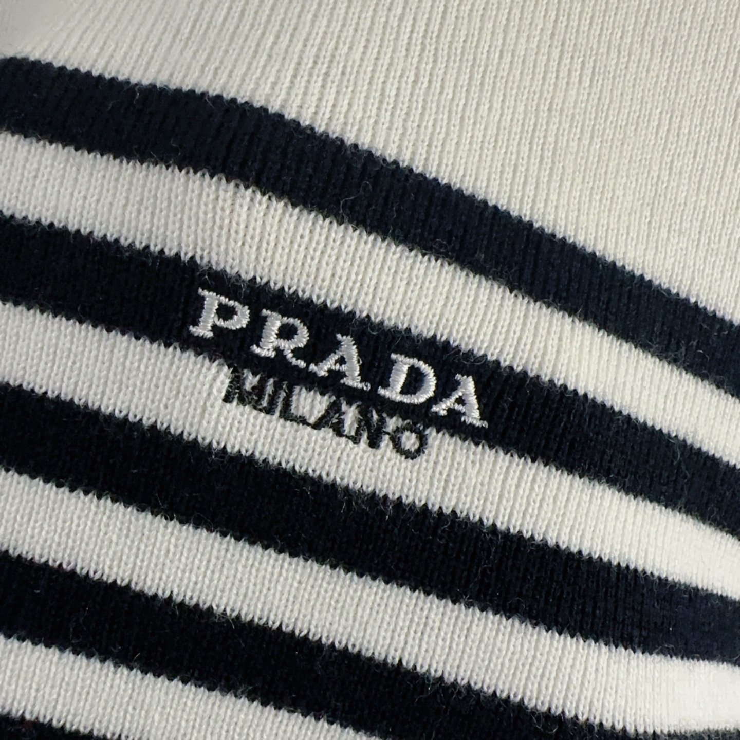 Prada Contrasting Color Stripes Logo Embroidered Round-neck Knit Shirt W6010202 - Image 6