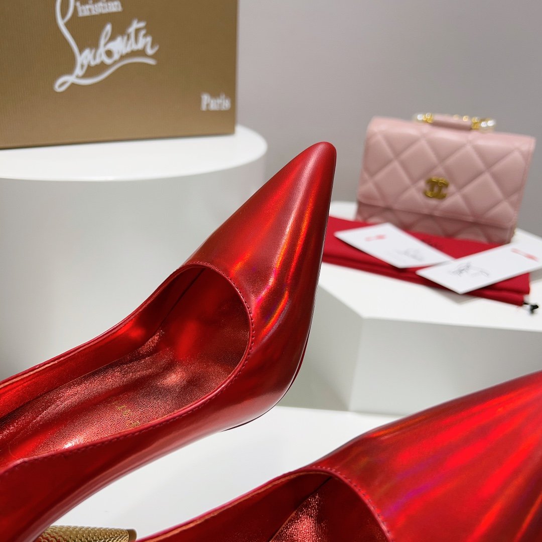 Christian Louboutin classic patent leather wave-patterned high-heeled shoes B010505 - Image 5