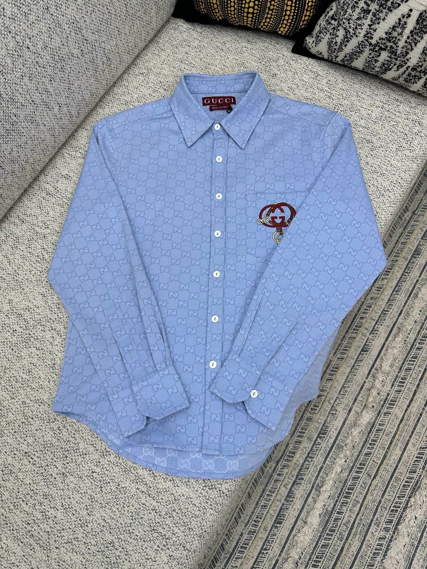 GUCCI Embroidered GG Oxford Cotton Shirt M6010506