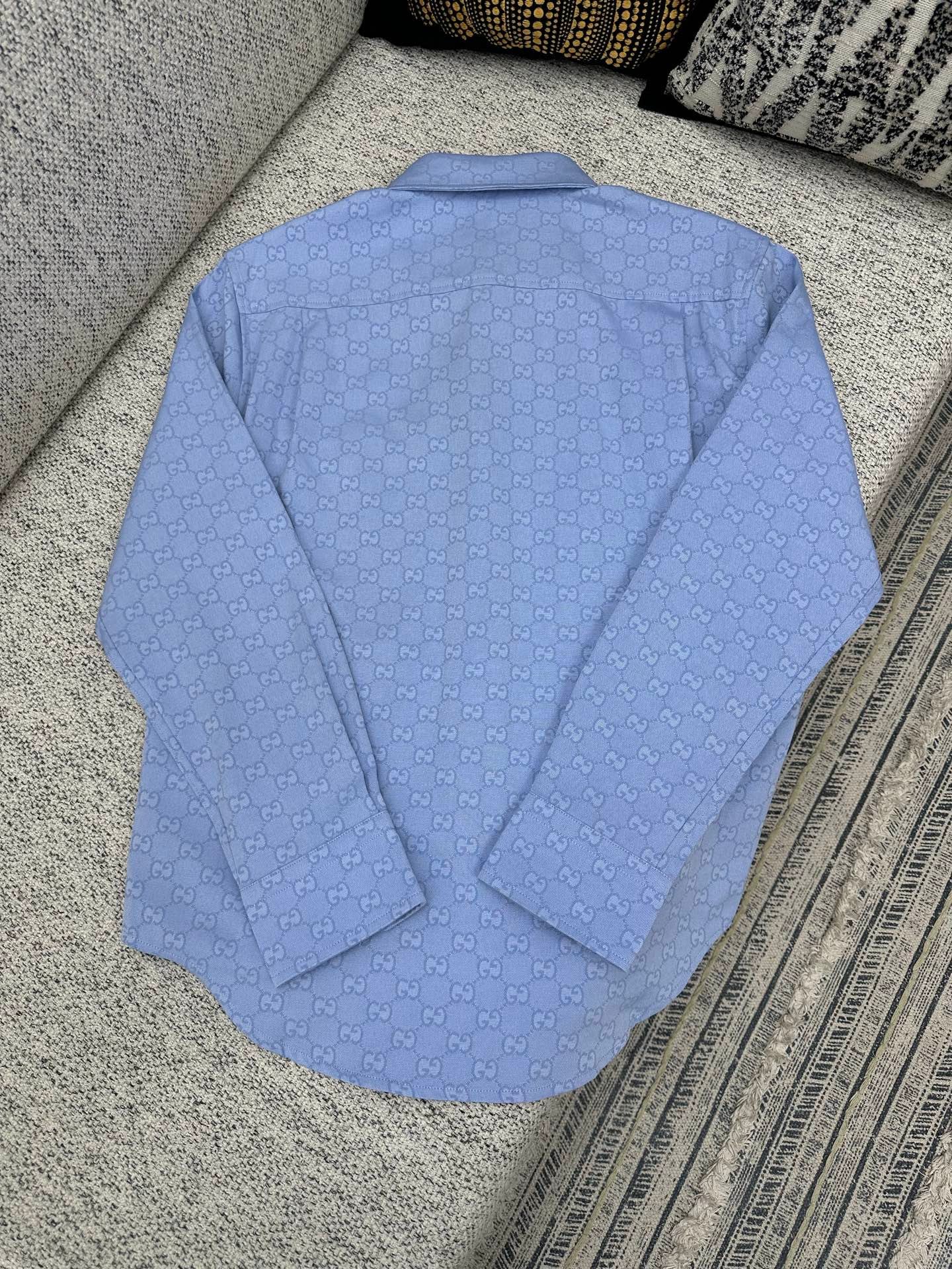 GUCCI Embroidered GG Oxford Cotton Shirt M6010506 - Image 5
