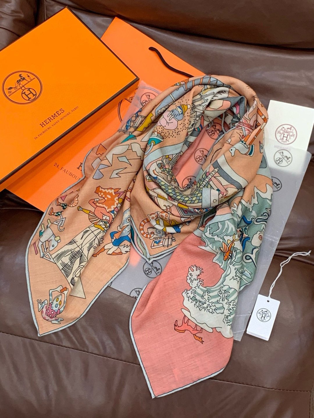 Hermes Equestrian Academy Double-Sided Same-Colored Velvet Wrap B6010605 - Image 5