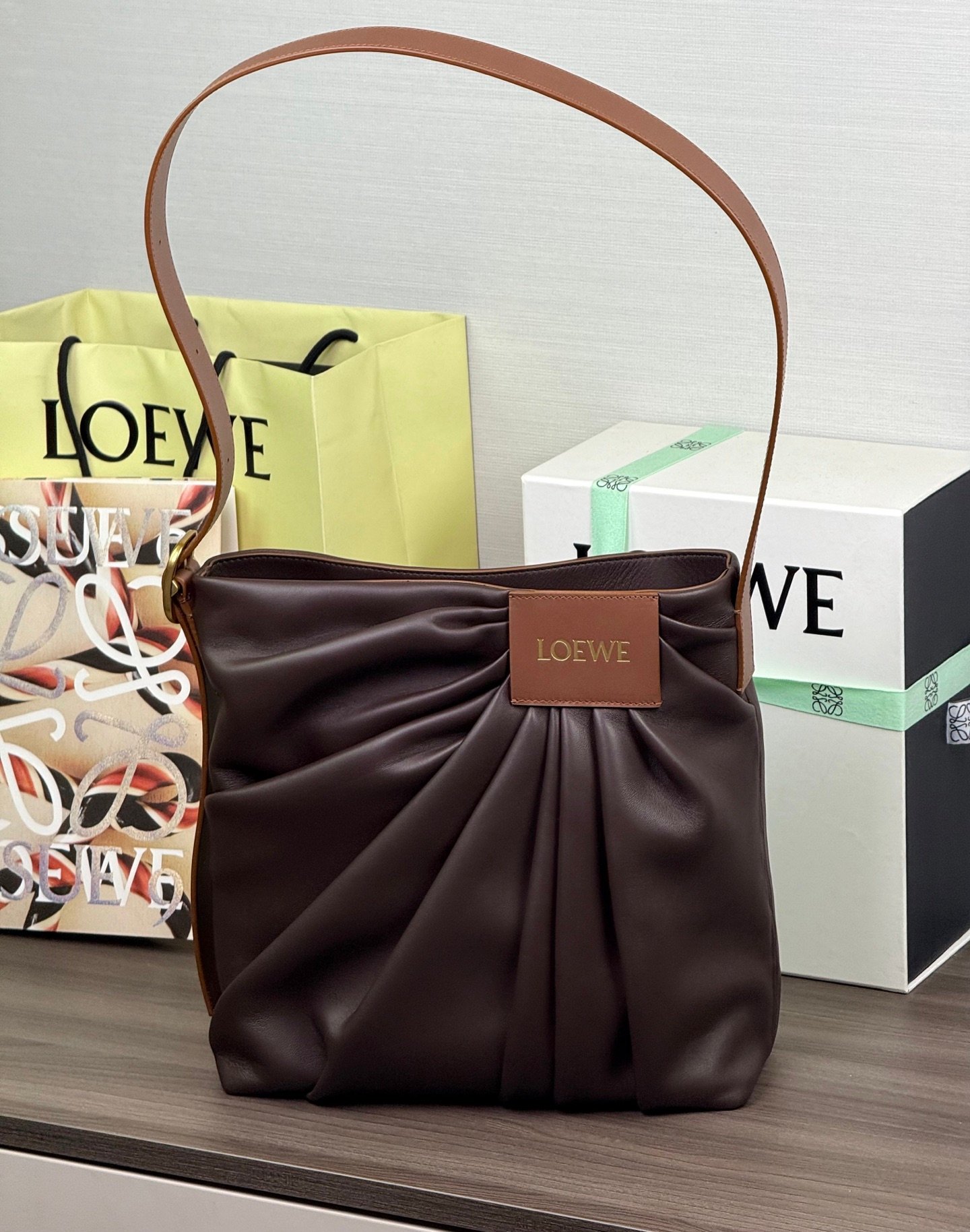 Loewe Draped tote in mellow nappa lambskin B6011601 - Image 3