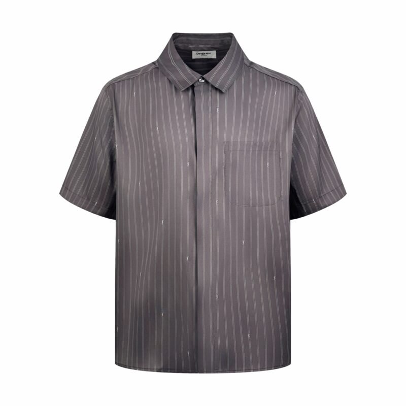 Saint Laurent Men's Cassandre Short-Sleeved Button-Front M6011601