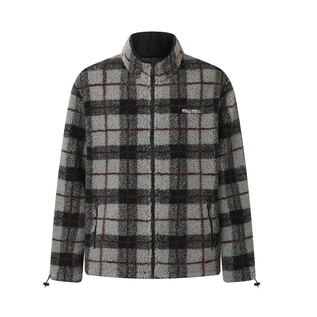 MIUMIU Contrasting Patterned Zip-Up Coat M6011606 - Image 3