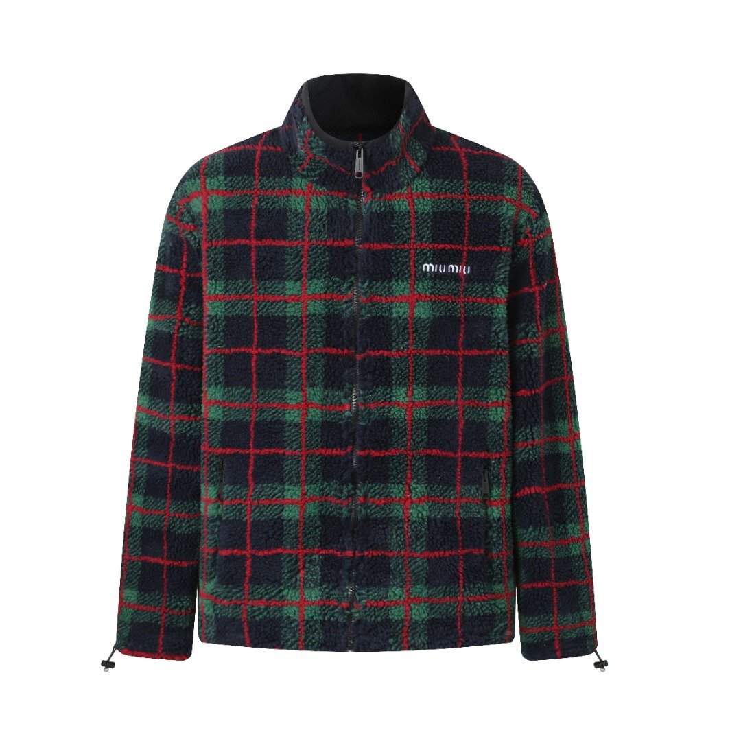 MIUMIU Contrasting Patterned Zip-Up Coat M6011606 - Image 2
