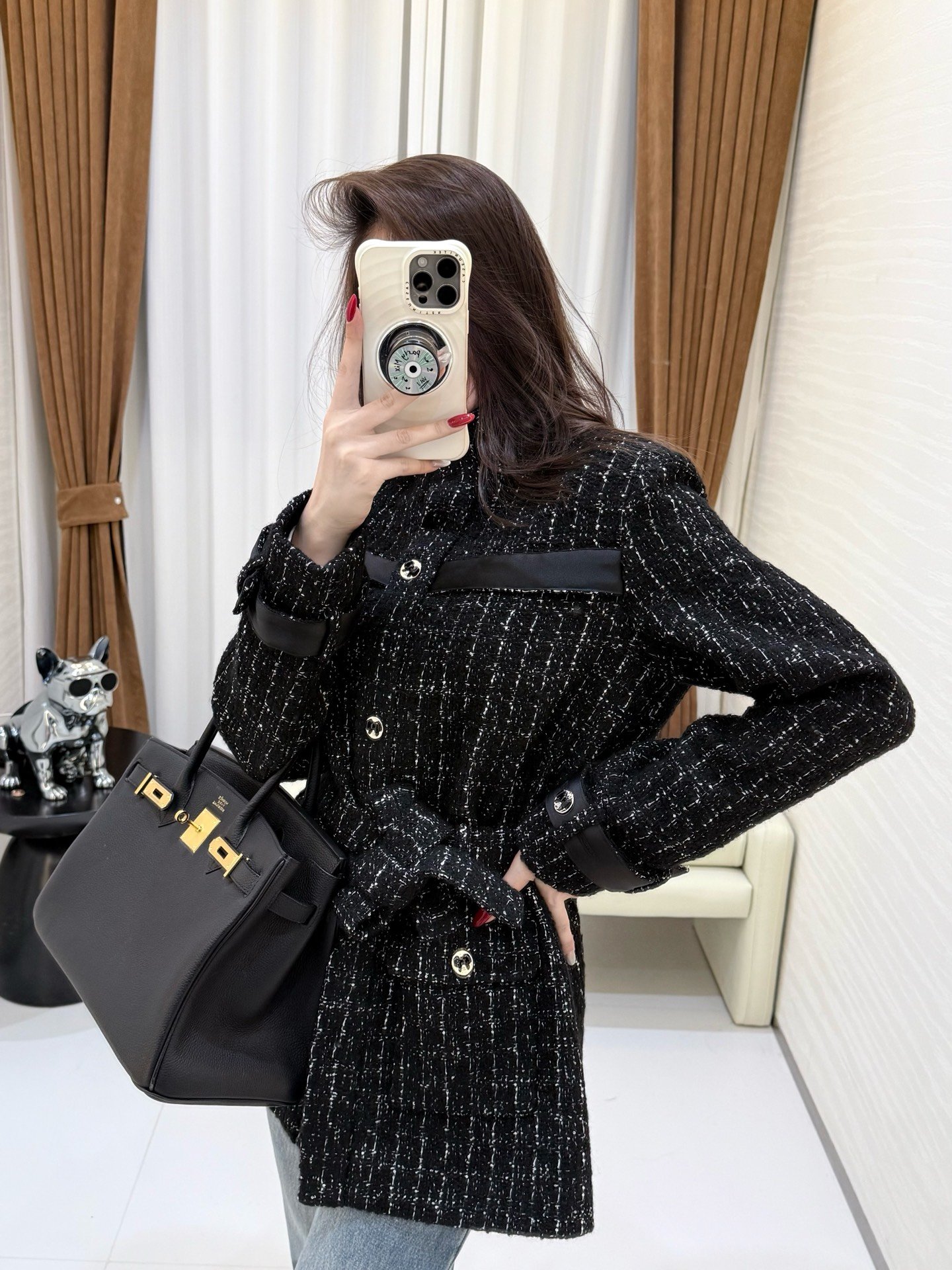 Chanel 25K series black tweed long coat W6011702 - Image 10