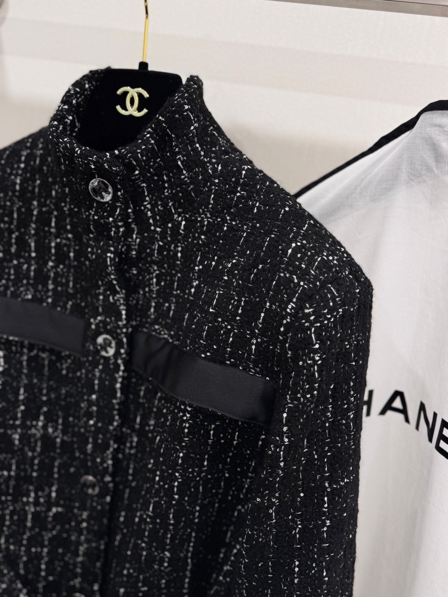 Chanel 25K series black tweed long coat W6011702 - Image 5